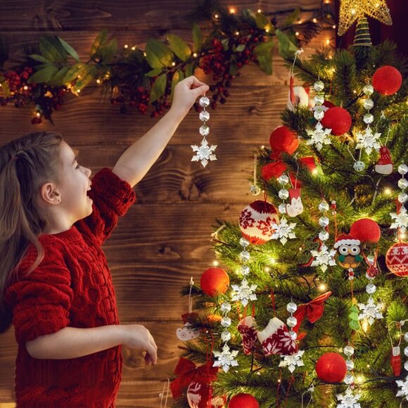 30pk Snowflake Christmas Tree Decorations Ornaments Hanging Acrylic Crystal - Picture 5 of 6